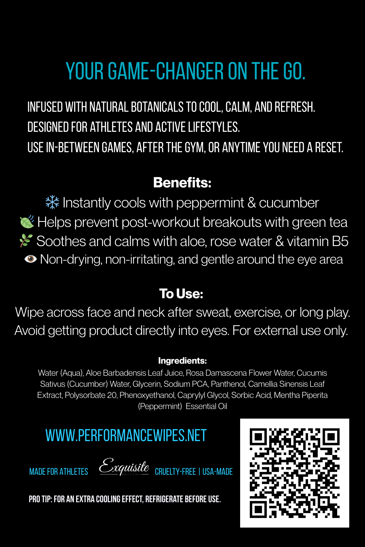 Performance Face Wipes – Cooling, Acne-Fighting Wipes for Teens & Athletes